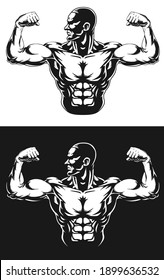 Silhouette Gym Bodybuilder Flexing Arm Muscles