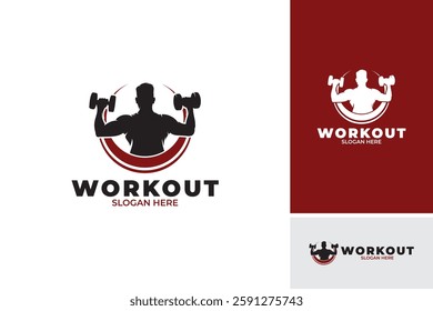 Silhouette of gym and fitness logo design inspiration