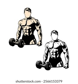 silhouette of gym going man , illustration of bodybuilder man