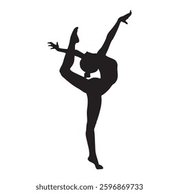 Silhouette of a gymnast in a dynamic and elegant pose.