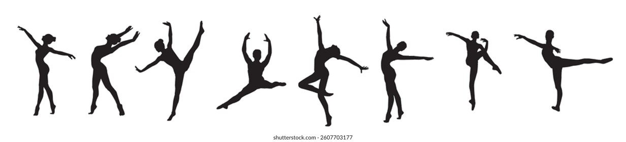silhouette of gymnast girls collection