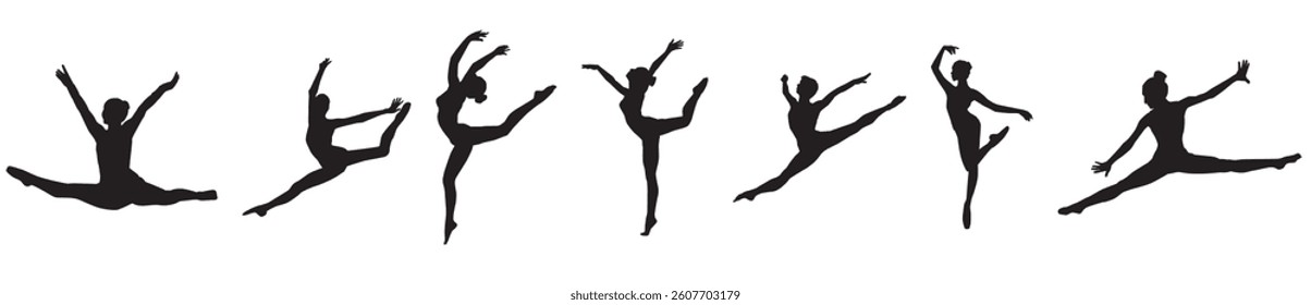 silhouette of gymnast girls collection