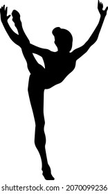 Silhouette of gymnastic girl. Art gymnastics dancing woman
