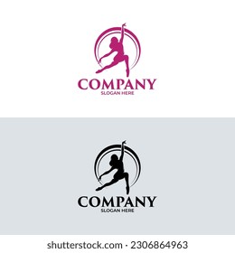 Silhouette of gymnastic logo design template