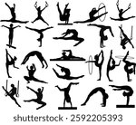 Silhouette Gymnasts Positions Set Bundle