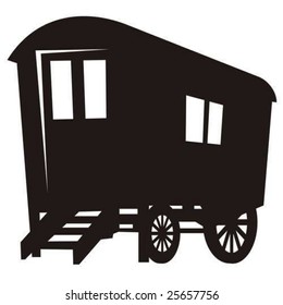 Silhouette Of Gypsy Caravan Wagon