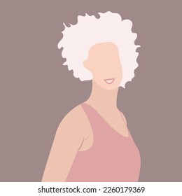 silhouette h of a woman with curly blond hair. Confident young woman with fair skin portrait. Vector illustration