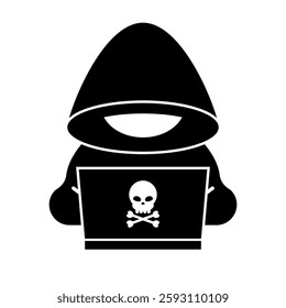 Silhouette of hacker in hooded sweatshirt. Vector.
