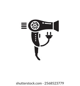 Silhouette Hair dryer logo and icon  simple design on white background.