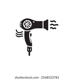 Silhouette Hair dryer logo and icon  simple design on white background.