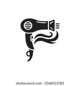 Silhouette Hair dryer logo and icon  simple design on white background.