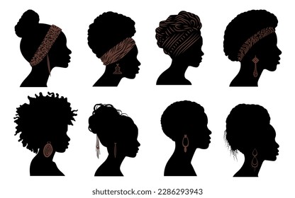 silhouette of hair style African black girl female vector. silhouette of hair style African black girl female and accessories vector. silhouette of hair style African black girl female