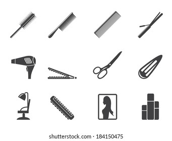 Silhouette hairdressing, coiffure and make-up icons - vector Icon Set