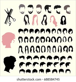 Silhouette of hairstyles and haircuts for men and women 