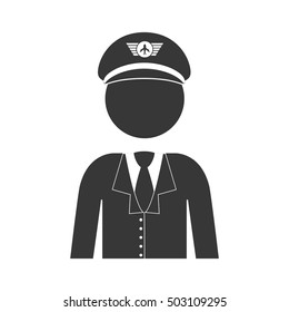 silhouette with half body captain pilot