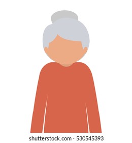 silhouette half body elderly woman with a cane without face