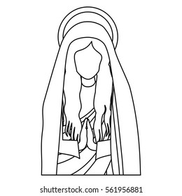 silhouette half body saint virgin mary praying