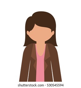 silhouette half body woman with jacket without face