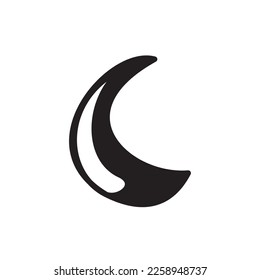 Silhouette of Half moon icon. Crescent moon symbol. Muslim night theme. Vector illustration of ramadan night, Eid Mubarak, Ramadhan Kareem greeting card, poster and banner design. 
