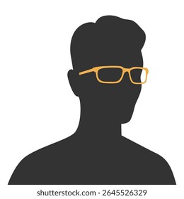 Silueta de un hombre medio convertido en gafas amarillas. Ilustración vectorial