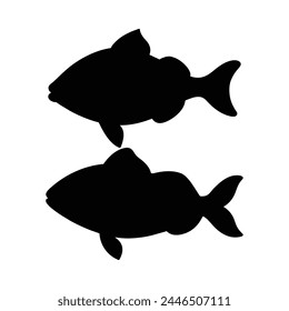 silhouette of halibut fish on white