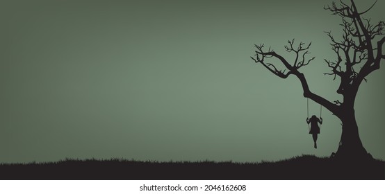 Silhouette Halloween background flat illustration vector .