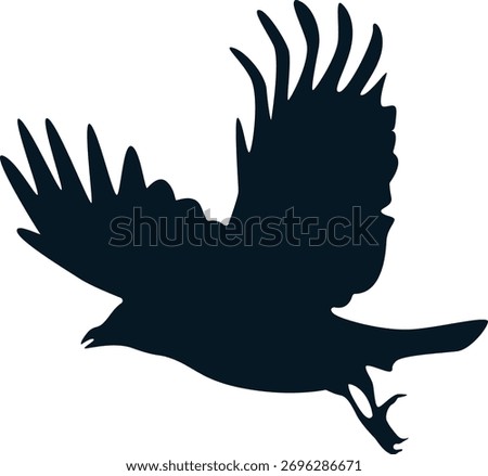 Silhouette of Halloween Crow. Flat Vector Illustration