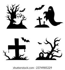 
silhouette halloween element pack - HD vector icon