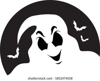 Silhouette Halloween Ghost Bats Stock Vector (royalty Free) 1852474558 