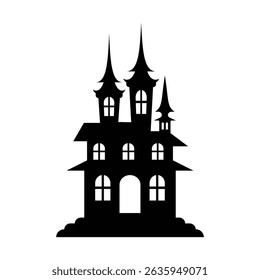 silhouette halloween haunted house art