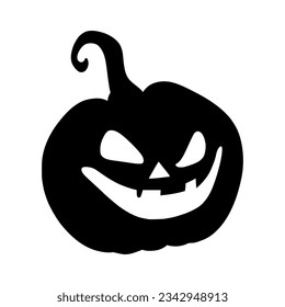 silhouette of a Halloween pumpkin. black icon of a pumpkin. vector logo of a jack o lantern. graphic element for halloween design