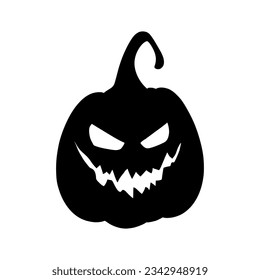 silhouette of a Halloween pumpkin. black icon of a pumpkin. vector logo of a jack o lantern. graphic element for halloween design