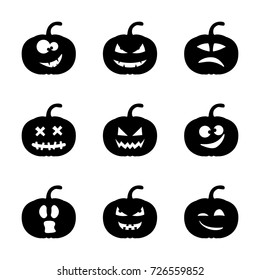Silhouette halloween pumpkin set.  Vector illustration.