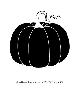 Silhouette of Halloween pumpkin vector illustration on white background.