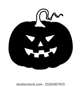 Silhouette of Halloween pumpkin vector illustration on white background.