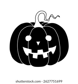 Silhouette of Halloween pumpkin vector illustration on white background.