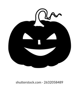 Silhouette of Halloween pumpkin vector illustration on white background.