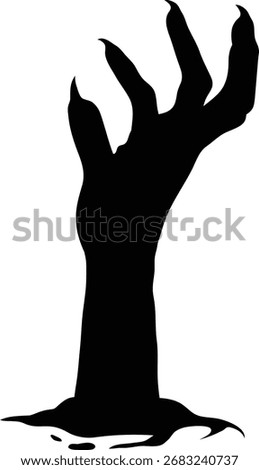 Silhouette of Halloween Zombie Hand. Flat Vector Illustration.