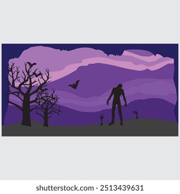 silhouette hallowen, vektor hallowen, silhouette baum