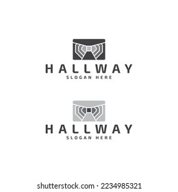 silhouette hallway, tunnel, railway, street iconic logo design template with flat, modern and elegant styles for construction and building business isolated on white bakcground