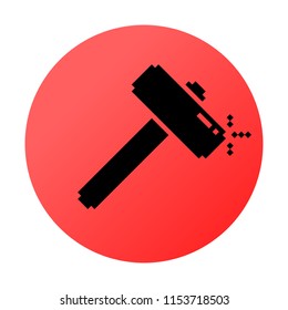 silhouette hammer icon tool in pixel style. Vector illustration EPS8
