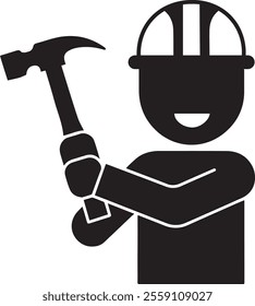 Silhouette Hammer icon vector logo