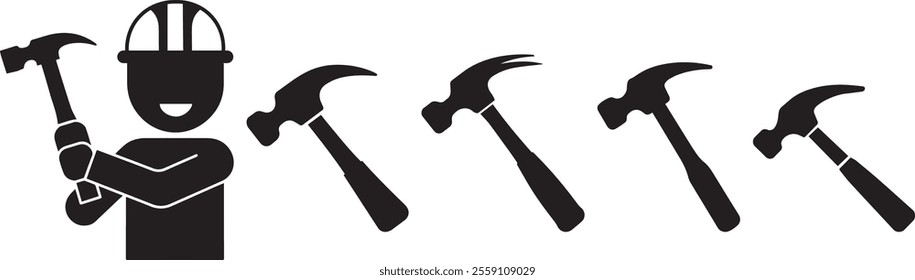 Silhouette Hammer icon vector logo