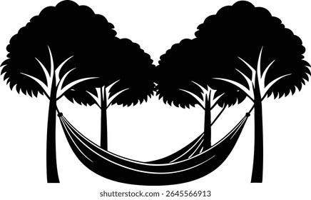 Silueta de una hamaca entre árboles - Premium Design Element