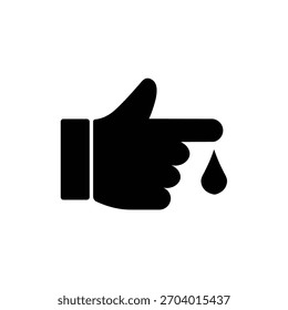 Silhouette of Hand with Blood Drop. Vector Illustration Symbolizing Blood Donation and Healthcare