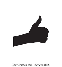 Silhouette hand doing thumb up gesture. Vector illustration.