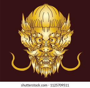 Silhouette and Hand drawn Dragon head tattoo.Sticker dragon tattoo.