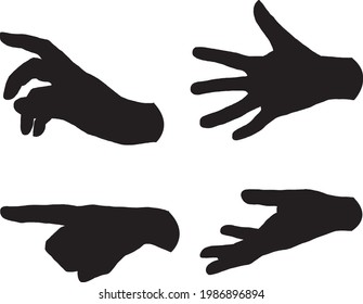 Silhouette de gestos de mano dibujada, vectores Ilustraciones para invitaciones de boda, tarjetas de felicitación, carteles, impresiones