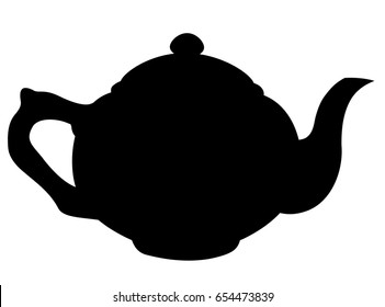 Silhouette of a hand drawn realistic teapot, clipping or opacity mask shape, eps 10 vector