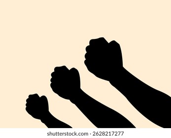 Silhouette of hand fist up on the air design. Graphic of hand's up concept. Vector illustration.